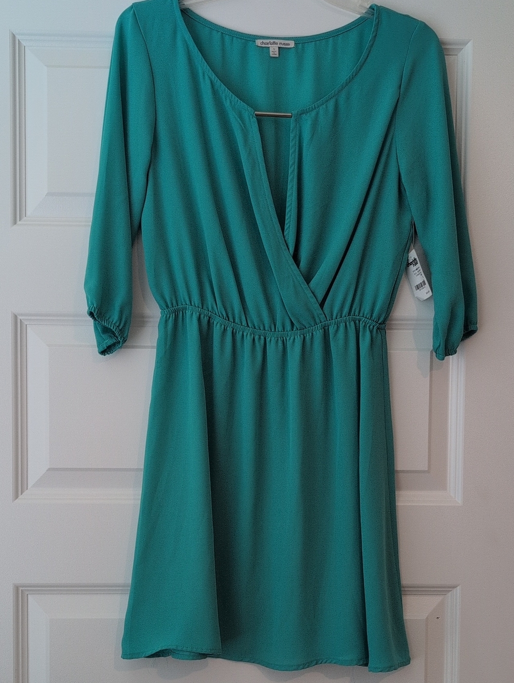 Charlotte Russe Teal Green Surplice Waist Mini Dress
